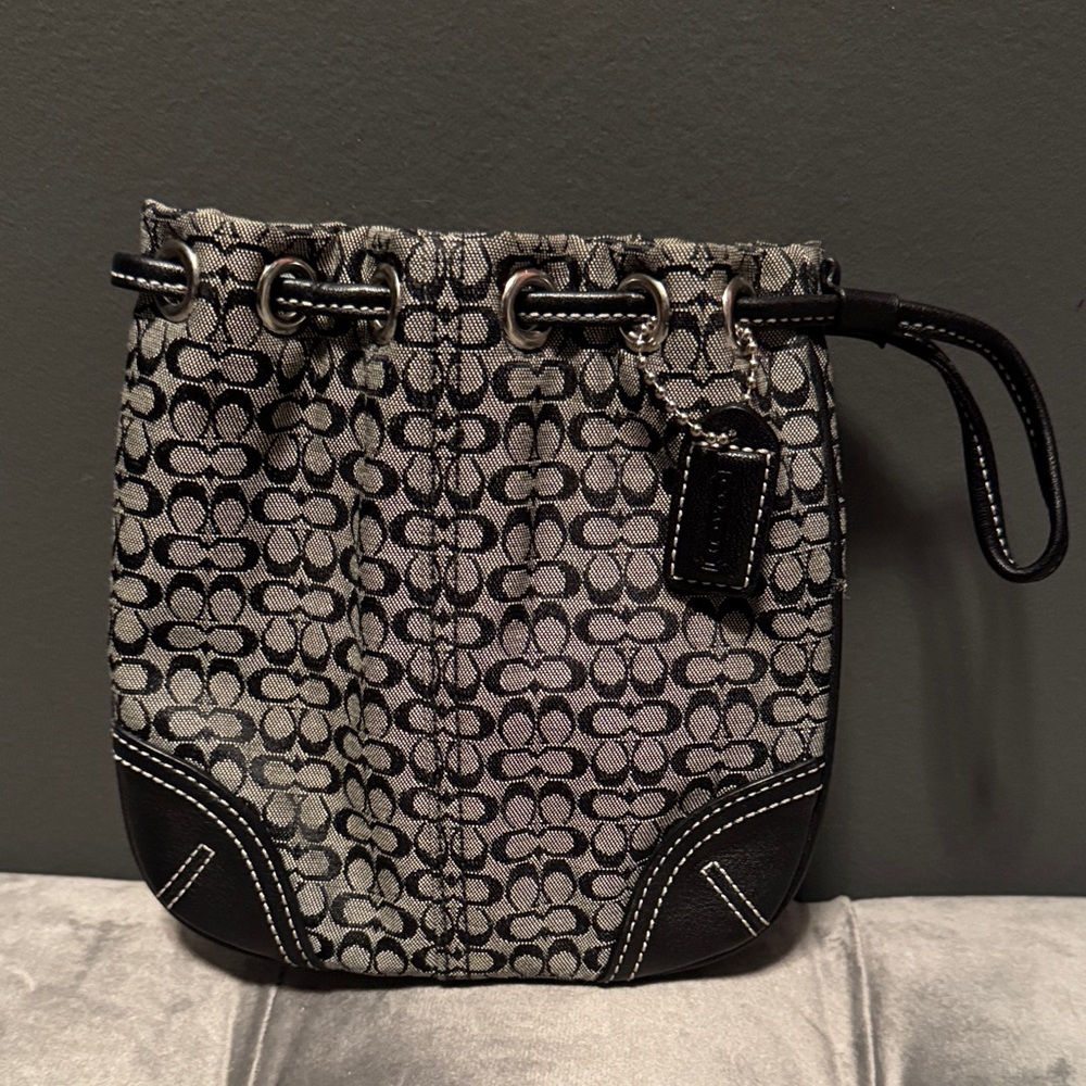 Coach Signature Drawstring Wristlet